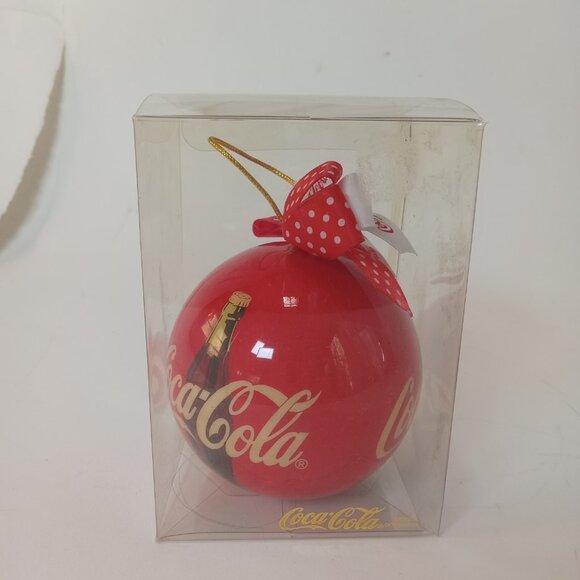 Vintage 1993 Coca Cola Christmas Ball Ornament With Red & White Bows - Picture 11 of 12